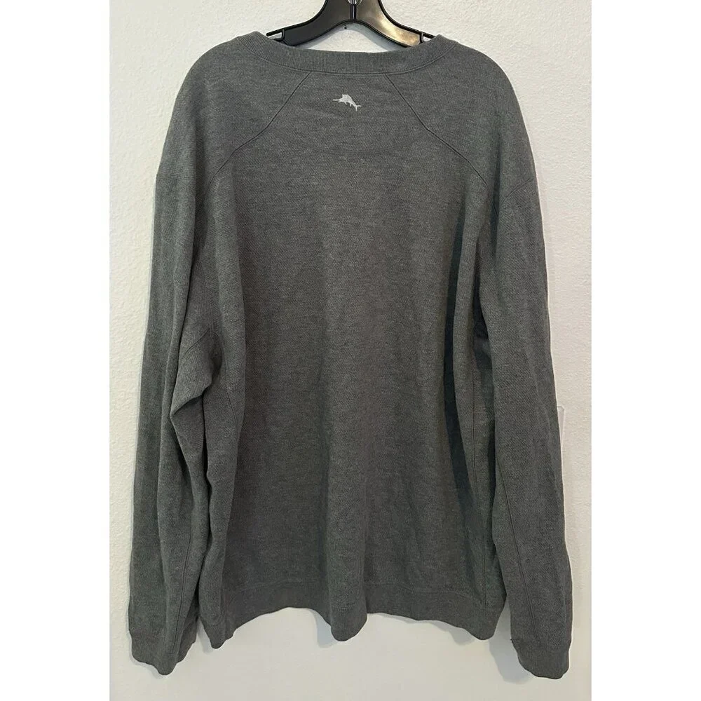 Tommy Bahama Reversible Sweater Gray Cotton Long Sleeves Mens